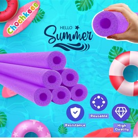 Chochkees Purple Pool Noodles Swimming Hollow Core Foam Tube, Floating Thick Noodles for Floating, Pool Accessories, 52" (6-Pack)