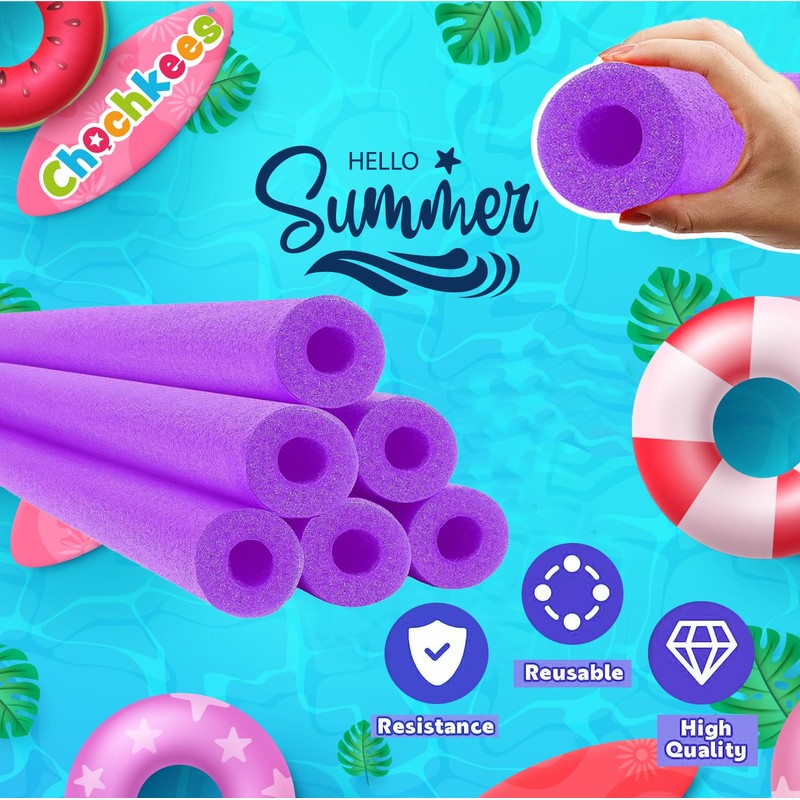 Chochkees Purple Pool Noodles Swimming Hollow Core Foam Tube, Floating