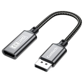 Cuntech 4K@60Hz DisplayPort to HDMI Adapter, DisplayPort Male to HDMI Female Adapter Compatible with HP, ThinkPad, AMD, NVIDIA, Desktop for Monitor, HDTV, Projector, Desktop, Laptop, Space Gray.