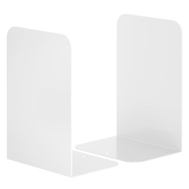 Bookend, DRLIFE White Metal Book Ends for Heavy Books, Bookends for Shelves Book Shelf Holder White Metal Bookends (1 Pair/2 Pieces)