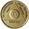15 Year AA Medallion Traditional Bronze Raised Center Sobriety Chip