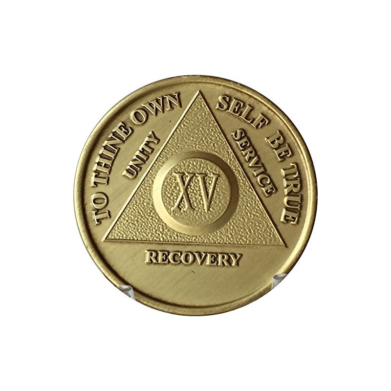 15 Year AA Medallion Traditional Bronze Raised Center Sobriety Chip