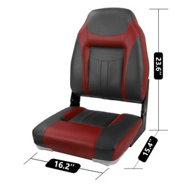 NESHULT Premium Marine A Pair of High Back Folding Boat Seat, Fishing Marine Seats with Stainless Steel Screws, Charcoal/Wine Red(2 Seats)