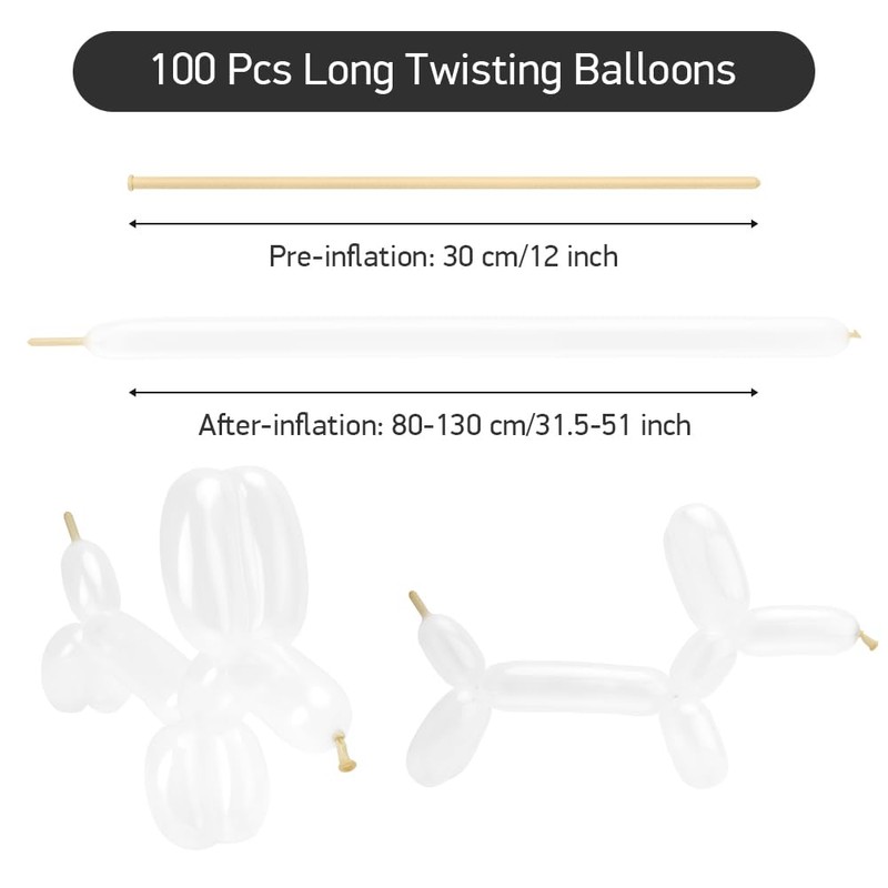100Pcs 260 Balloons Long Balloons Clear