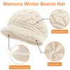 JSTHHTT 2PCS Knit Hats for Women, Plush Lined Ladies Beret