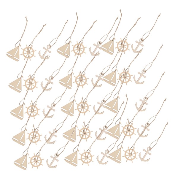 Operitacx 60pcs Unfinished Nautical Cutouts Blank Anchor Sailboat Crafts for