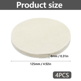 Aoyswuz Pack of 4 Wool Felt Polishing Pads 125 mm x 8 mm Wool Polishing Pads for Polishing Machine Sanding Machine (5 Inches)