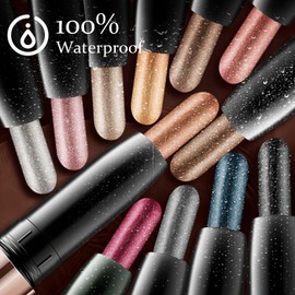 Metallic Eyeshadow Pencil, Lasting Shimmer Eyeshadow Stick,Highly Pigmented Waterproof Eyeliner Pencil, Create Glitter Eye Contour Makeup,Perfect Gifts for Women 11 Sparkling Dream Blue