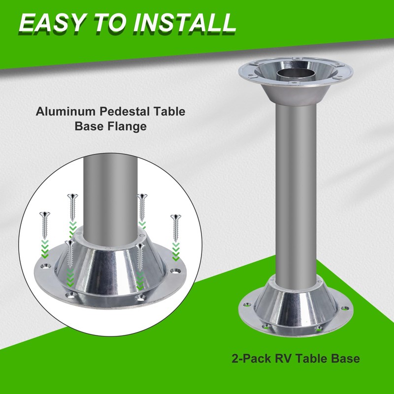 Wadoy 2pcs RV Table Base Mounting Accessories,Standard Size Aluminum Table