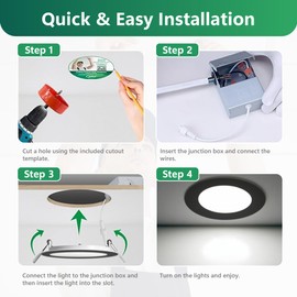 QPLUS Home 6-Pack 6-Inch Slim-Panel 5CCT Recessed Light, Black