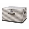 Foldable Storage Box with Lid - Durable Beige Checkered Organizer