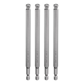 sourcing map 4pcs Ball End Hex Screwdriver Bit 8mm (H8.0) Tip 1/4" Hex Shank 150mm (6") Long Magnetic Ball Head Bits Industrial Grade S2 Steel Metric Screw Driver Bit