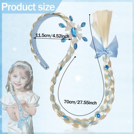 Headband Braid, Girls Wigs Hairpiece, Children's Wigs for Girls, Princess Long Hair Wig Braids for Girls, Children's Birthday Party Gifts and Cosplay (Blue)