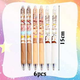 SUNXBUK Erasable Gel Pens, Pack of 6 Ballpoint Pens, Erasable Ballpoint Pen, Rollerball Pen, Erasable Pens 0.5 mm, School Office Supplies (Bear)
