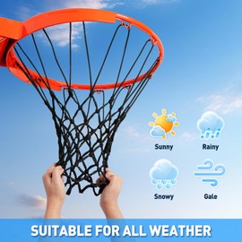 Nylon Heavy Duty Basketball Net Replacement – 60-Line High Density Thickened Net, Anti-Whip Anti-Tangle, All Weather Indoor Outdoor, Fits Standard 12 Loops Rim (Swish Sound for Pro Competition)