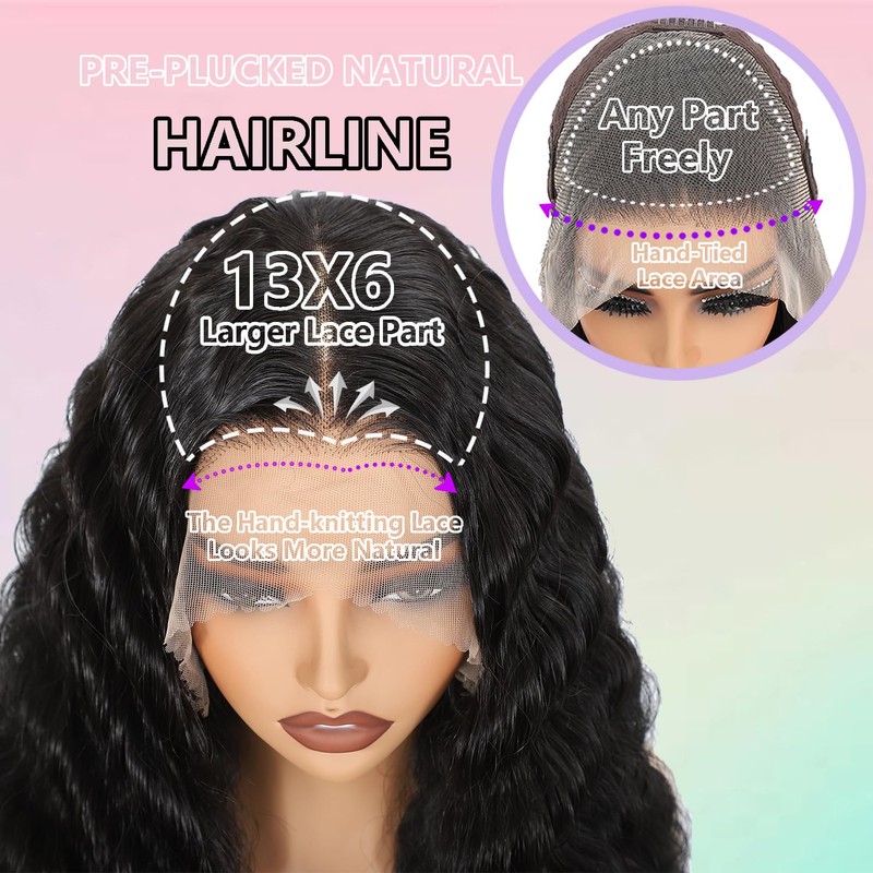 VIPPRETTY 13X6 HD Lace Front Wig,30Inch Glueless Loose Deep Wave