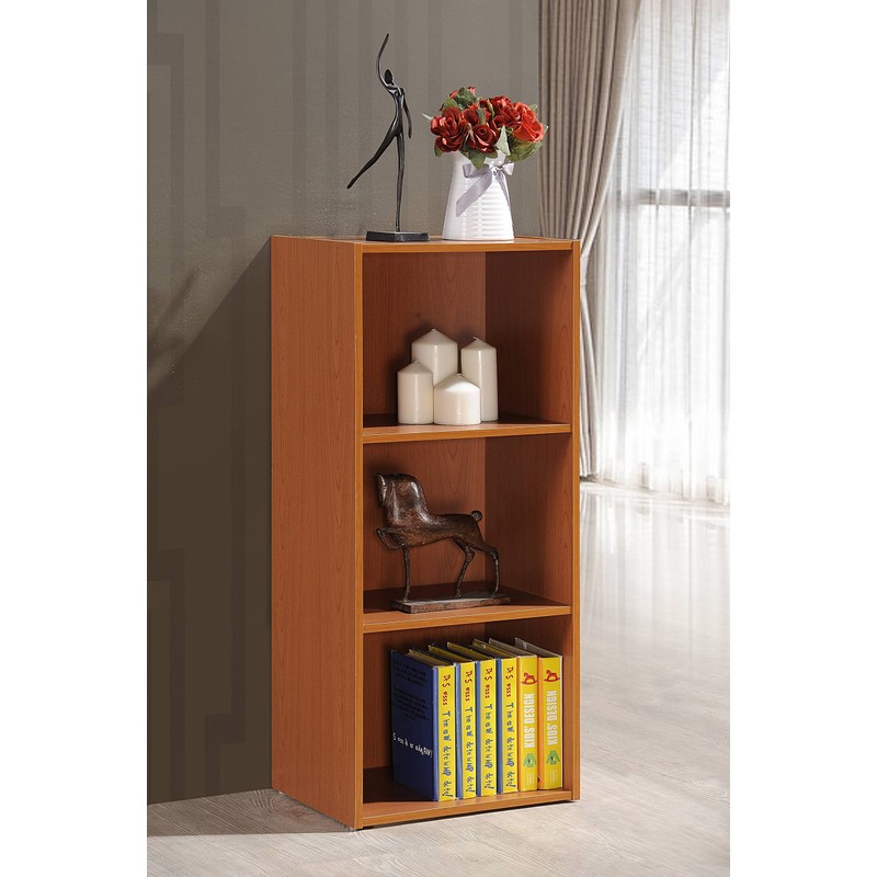 Hodedah Import 3 Shelf Bookcase, Cherry