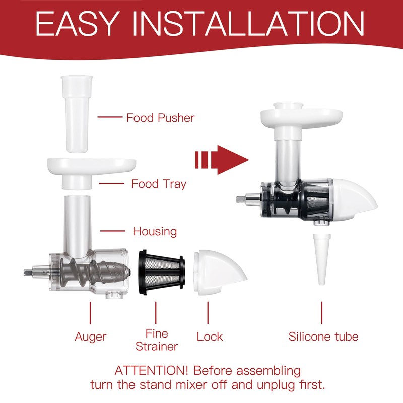Masticating Juicer Attachment for KitchenAid Stand Mixers, Slow Juicer Attachment