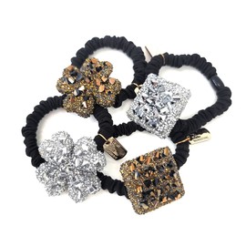 (4 types) Luxury Cubic Point Hair Band Color / (4종) 럭셔리 큐빅 포인트 헤어끈 컬러