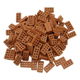 POPAPIE 100 Stück Mini Ziegelsteine,Mini Modellziegel Gebäude,Modellbau Backsteine,Mini Simulation Ziegel für DIY Bauen Puppenhaus Garten Ornament Haus Spielzeug Deko (8 Loche,2x1x0,5cm)
