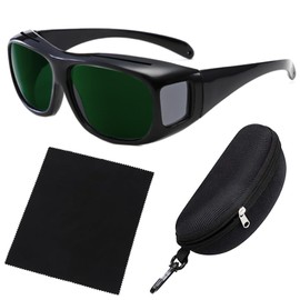 LADYPONYCSC Welding Safety Glasses, UV Protection, Wrap-Around Design, Non-Slip Anti-Scratch UV Protection Laser Hair Removal Protective Glasses, Black, with Case and Cleaning Cloth