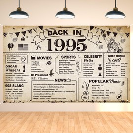 DARUNAXY 30th Birthday Party Decorations, Vintage Back in 1995 Banner 30 Year Old Birthday Party Poster Supplies Vintage 1995 Backdrop Photography Background for Men & Women 30th Class Reunion Decor