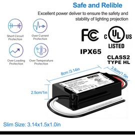 24V 60W Dimmable LED Driver, UL Listed Triac ELV/MLV LED Transformer
