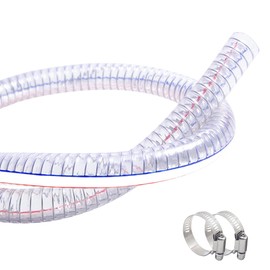 QuQuyi 1 Inch ID x 1-1/4 Inch OD Heavy-Duty Steel Wire Suction PVC Flexible Tubing High Pressure UV Chemical Resistant Thick Vinyl Hose Tube, 10 FT