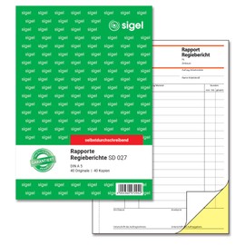 SIGEL SD027 Rapport / Director's Report A5, 2 x 40 Sheets, Self-Copying, Pack of 1