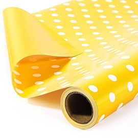 VGOODALL Yellow Wrapping Paper Roll, 17" x 396"(33') Reversible Design Yellow Polka Dot Wrapping Paper for Baby Shower, Birthday Wedding, Holiday