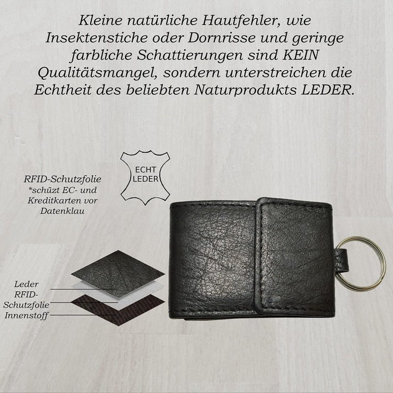 flevado Small Handy Leather Wallet with Key Ring G-831 for