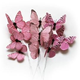 Paquete de 12 decoraciones de mariposas, decoraciones de mariposas 3D DIY, 2 tamaños de adorno de mariposa para decoración falsa de flores para el hogar, suministros para té, fiesta, boda, Pascua