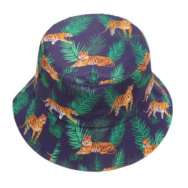 ZLYC Sombrero de pescador unisex con estampado lindo para verano, viajes, para mujeres, hombres, adolescentes, Tiger Navy, Talla única