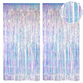 EnixwH Pack of 2 Glitter Curtain Birthday 1 x 2 m Glitter Curtain Party Curtain Glitter Decoration Party Curtains Streamers Fringe Birthday Decoration for Birthday Party Wedding Photo (Colour)