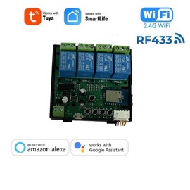 MHCOZY WiFi Smart Relay Switch Module,4 Channel 5V 12V 32V Dry Contact Passive Output Wireless Relay Controller with External Switch Pin,Compatible with Alexa Google Home, TYTHWB4CHRF