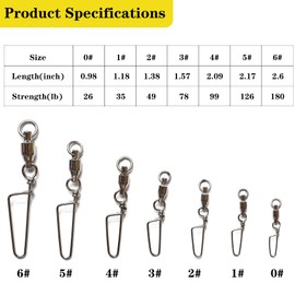 Fishing Swivel Coastlock Snaps,20pcs/Box Ball Bearing Swivel W/Safety Snaps High Strength Stainless Steel Saltwater Corrosion Resistance Barrel Swivel Snaps Freshwater Fishing 1#-20pcs