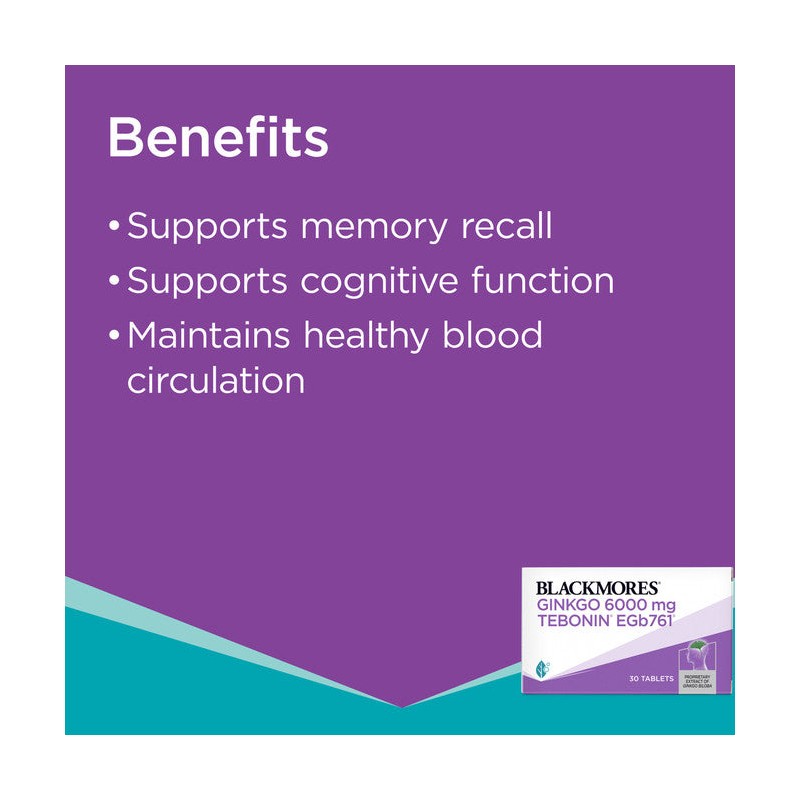 Blackmores Ginkgo 6000mg 30 Tablets