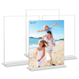 Acrylic Picture Frames 8x10 inches, 4 Pack Clear Plastic Picture Frames Holder Standing,8x10 Double Sided Picture Desktop Display for Photo Home Office -Vertical
