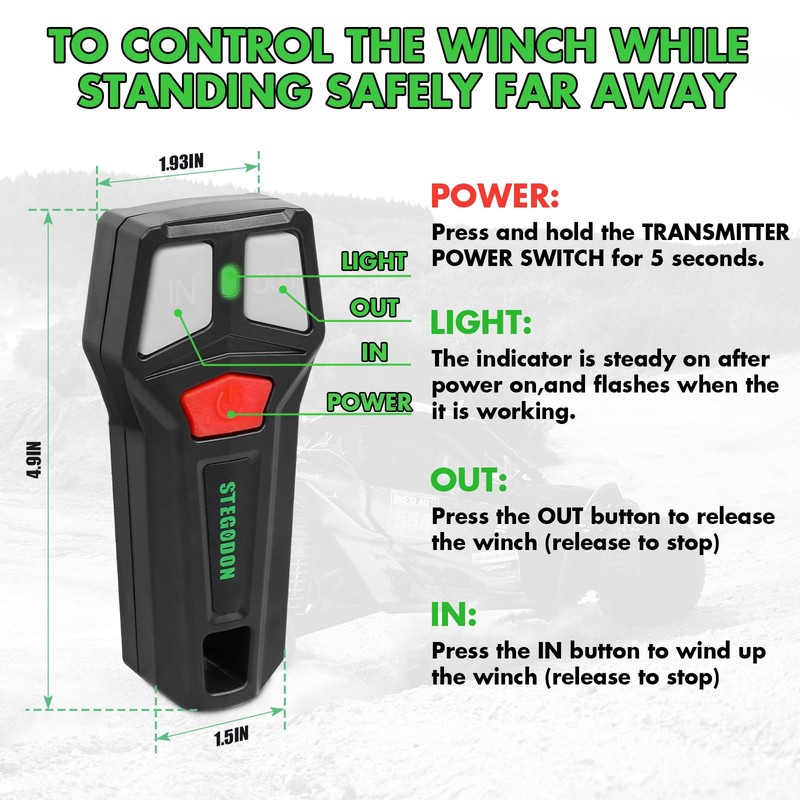 STEGODON Wireless Winch Remote Control Kit 12V Handset Switch Recovery