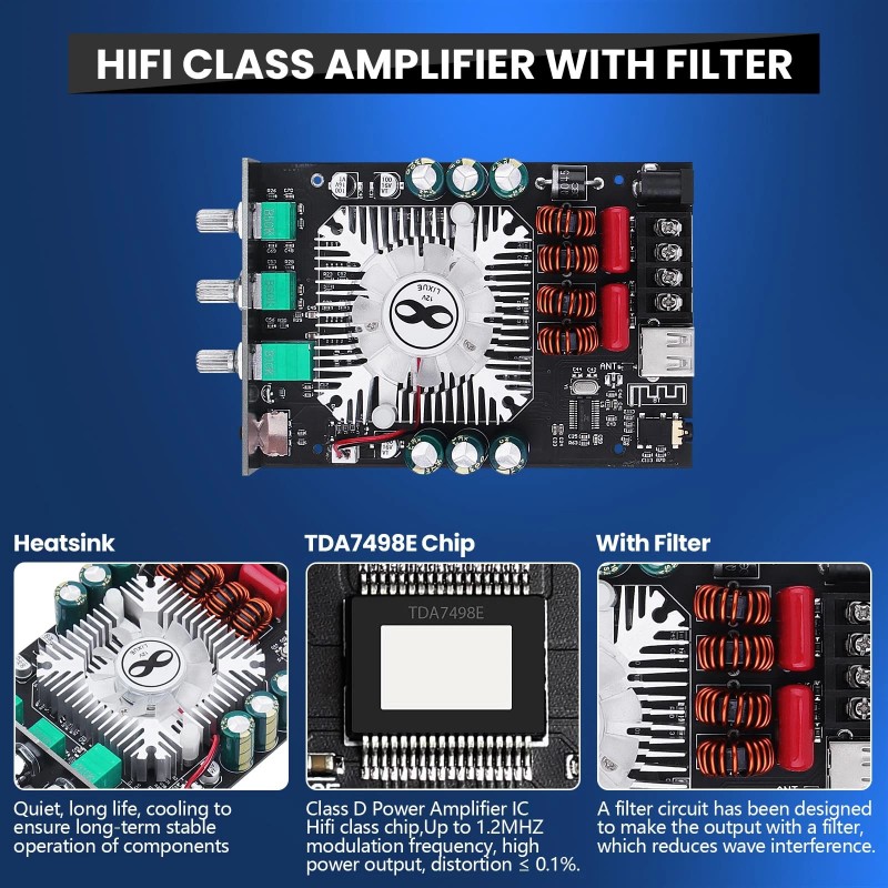 Arrarown Audio Amplifier Board, ZK-1602T Bluetooth 5.0 Power Amp for