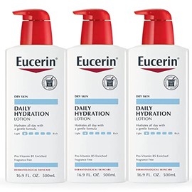 Eucerin Daily Hydration Moisturizing Lotion, Fragrance Free, 16.9 Oz, Pack of 3