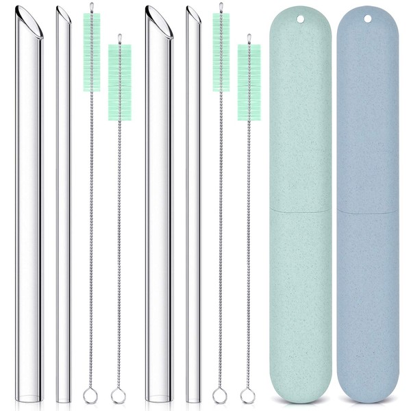 Reusable Glass Straws: 2 Regular Straws + 2 Boba Straws
