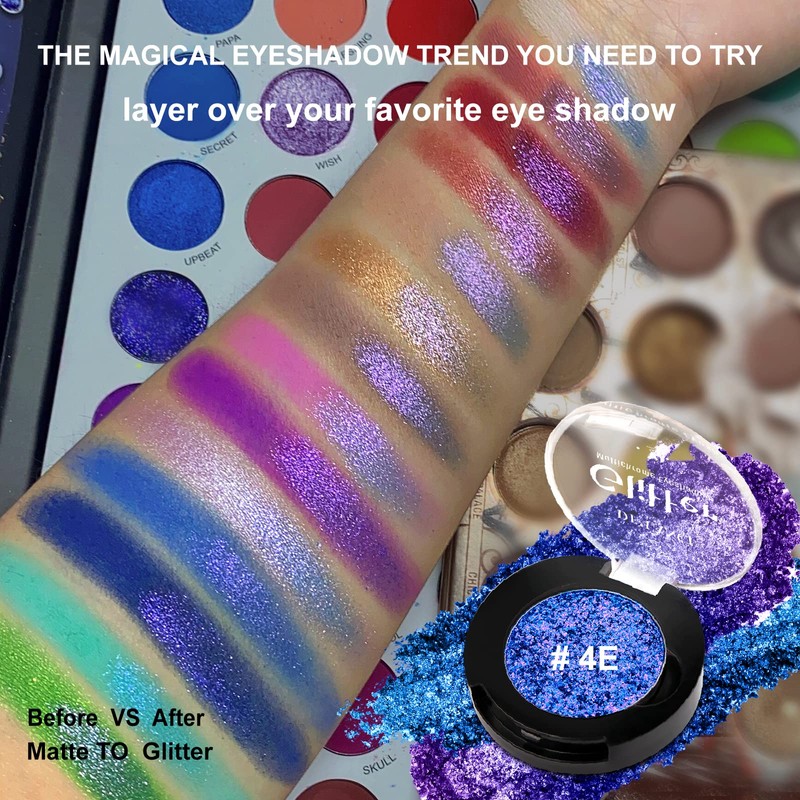 Afflano Holographic Eyeshadow Glitter, Colour Changing Multichrome Eyeshadow Silver Blue