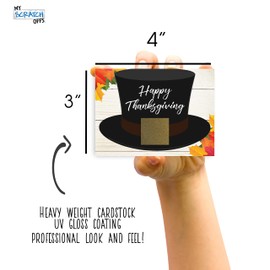 My Scratch Offs - 26 Pack Thanksgiving Pilgrim Hat Friendsgiving Scratch Off Cards for Family Games, Thank You Cards Small Business, Party Games & Door Prizes