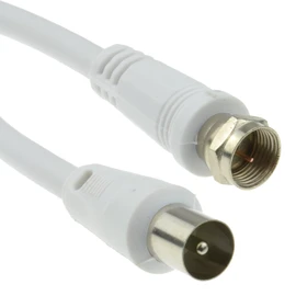 kenable Coaxial Satellite to TV Aerial Cable F type Plug to RF Fly Lead RG59 2m White [2 metres]