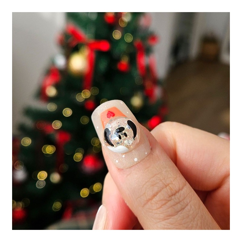 Character Christmas handmade nail tips - Natural / 캐릭터 크리스마스