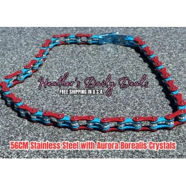 HDD Stainless Steel Bike Chain Necklace Motorcycle Biker Red Blue Independence Day