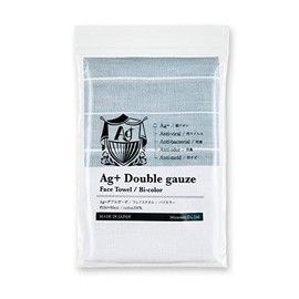 Miyamoto 05482 Face Towel, Ag Double Gauze, Blue Gray, Approx. 13.4 x 35.4 inches (34 x 90 cm)