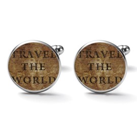 Luckluccy Travel The World Cufflinks Antique World Map Cufflinks For Men Religious Christian Quote Cuff Links Mens Funny Shirt Unique Men's Accessories For Wedding Business