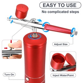 Kit de aerógrafo con compresor, pistola de aerógrafo de mano automática con punta de 0,3 mm, recargable, cepillos de aire portátiles para pintura, tatuaje, arte de uñas, modelo, maquillaje, pastel